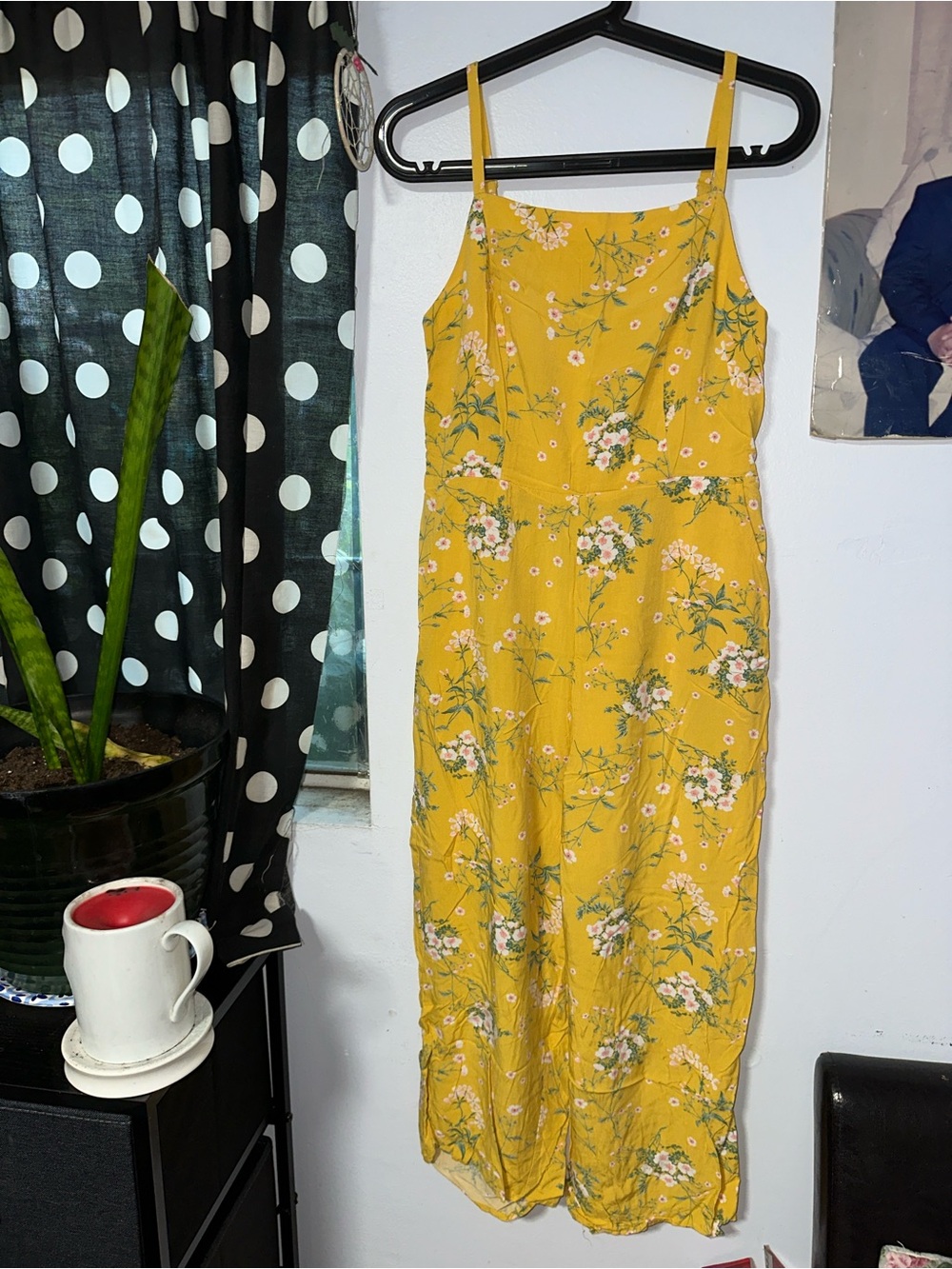 Old Navy Mustard Yellow Floral Midi Dress